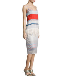 Paul Smith Print Fringe Skirt Slip Midi Dress
