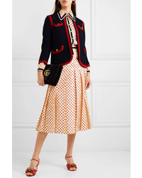 Gucci Med Pleated Printed Silk Twill Midi Skirt