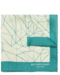 Richard James Printed Wool And Silk Blend Pocket Square