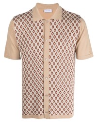 Tagliatore Geometric Print Panelled Polo Shirt