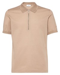 Ferragamo Logo Print Zip Up Polo Shirt