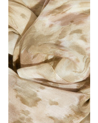AERIN Rin Printed Modal And Silk Blend Scarf Beige
