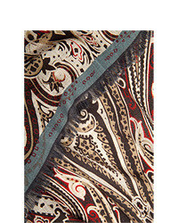 Etro Wool Silk Paisley Print Scarf