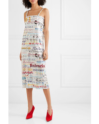 Balenciaga Crystal Embellished Printed Jersey Midi Dress