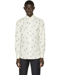 Alexander McQueen Cream Dot Skull Print Shirt
