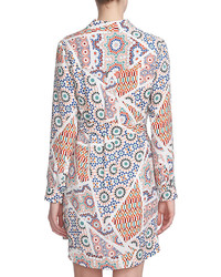Cynthia Steffe Long Sleeve Mosaic Print Shirtdress Light Cream