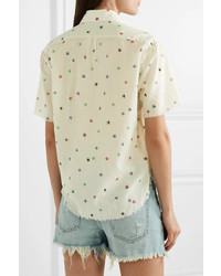 Saint Laurent Frayed Printed Cotton Voile Shirt
