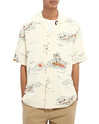 Scotch & Soda Hawaii Print Short Sleeve Button Up Camp Shirt