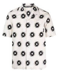 Palm Angels Hurricane Print Cotton Bowling Shirt