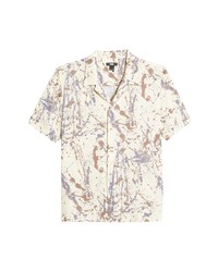 Paige Landon Splatter Print Short Sleeve Button Up Camp Shirt In Iced Pearl Multi At Nordstrom