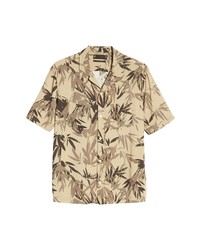 AllSaints Relaxed Fit Bambusa Short Sleeve Button Up Camp Shirt In Sand Brown At Nordstrom