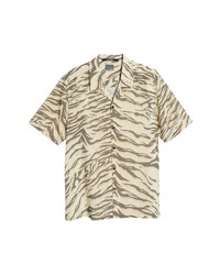 Ksubi Tiger Stripe Short Sleeve Button Up Camp Shirt In Multi Co At Nordstrom