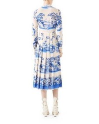 Gucci Porcelain Print Silk Dress