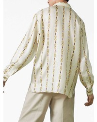 Gucci Interlocking G Logo Horsebit Print Silk Shirt