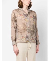 Bode Tropical Print Silk Shirt