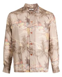 Bode Tropical Print Silk Shirt