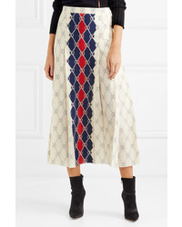 Gucci Pleated Printed Washed Silk Midi Skirt