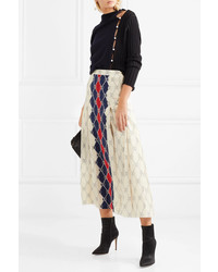 Gucci Pleated Printed Washed Silk Midi Skirt