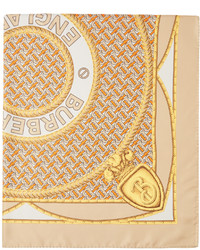Burberry Beige Orange Silk Montage Print Scarf