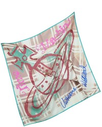 Vivienne Westwood Draped Tartan Print Silk Square Scarf