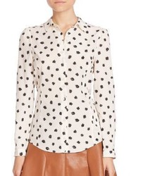 Beige Print Silk Shirt