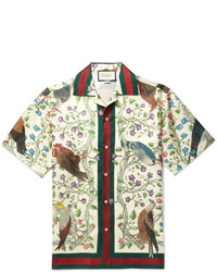 Gucci Camp Collar Printed Silk Shirt