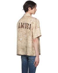 Amiri Beige Army Stencil Camp Shirt