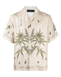Amiri Leaf Print Silk Shirt