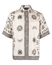 Amiri Ouija Board Print Silk Bowling Shirt