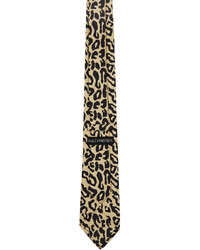 Wacko Maria Beige Silk Leopard Wide Tie