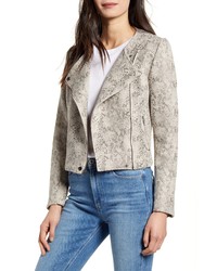 Cupcakes And Cashmere Snake Print Faux Suede Moto Jacket
