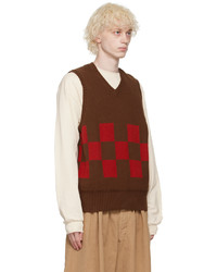 s.k. manor hill Brown Checked Vest1