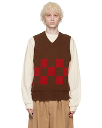 s.k. manor hill Brown Checked Vest1