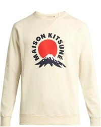 MAISON KITSUNÉ Mount Fuji Print Crew Neck Cotton Sweatshirt