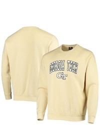 Colosseum Gold Tech Yellow Jackets Arch Logo Tackle Twill Pullover Sweatshirt