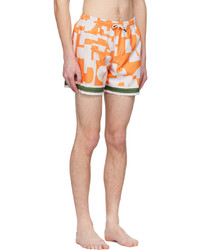 Dries Van Noten Orange Beige Graphic Swim Shorts