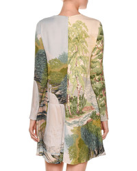 Stella McCartney Long Sleeve Landscape Print Swing Dress Multi