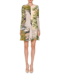 Stella McCartney Long Sleeve Landscape Print Swing Dress Multi