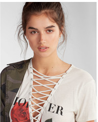 Express Love Rose Lace Up Graphic Tee