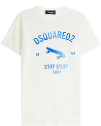 DSQUARED2 Printed Cotton T Shirt With Linen