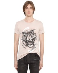 Balmain Tiger Printed Cotton Jersey T Shirt