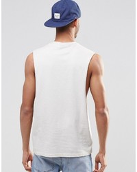 Asos Brand Sleeveless T Shirt With Varsity Print And Oil Wash