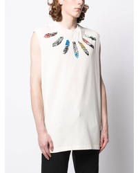 Marcelo Burlon County of Milan Cotton Feather Print Sleeveless T Shirt