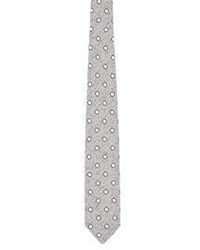 Bigi Floral Medallion Embroidered Necktie Grey