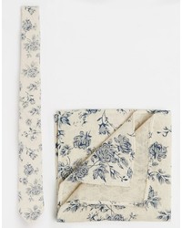 Asos Brand Tie And Pocket Square Pack In Floral Print Save 21%