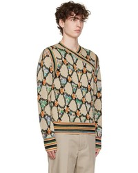 Acne Studios Beige Jacquard Sweater