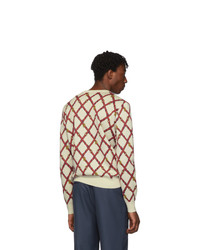 Gucci Off White Wool V Neck Sweater