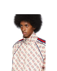 Gucci Off White Interlocking G Print Zip Up Sweater