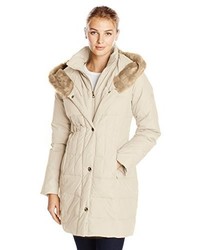 Larry Levine Down Filled Coat With Faux Fur Trimmed Hood