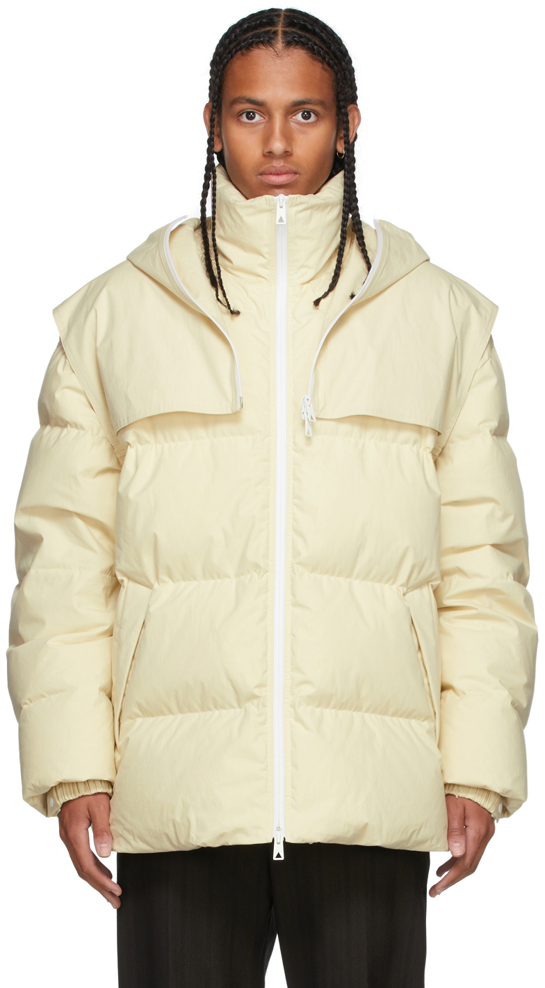 Bottega Veneta Beige Down Puffer Jacket, $3,090 | SSENSE | Lookastic